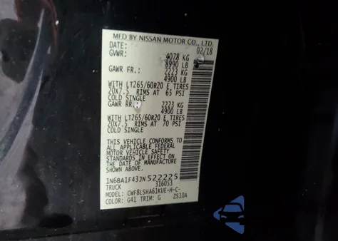 2018 Nissan Titan Xd Sl из США, поврежденный, VIN 1N6BA1F43JN522225